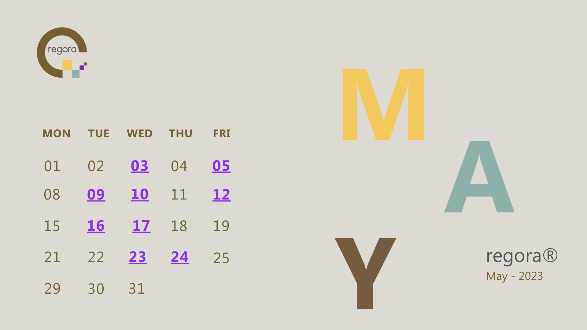 REGORA Training Calendar May 2023